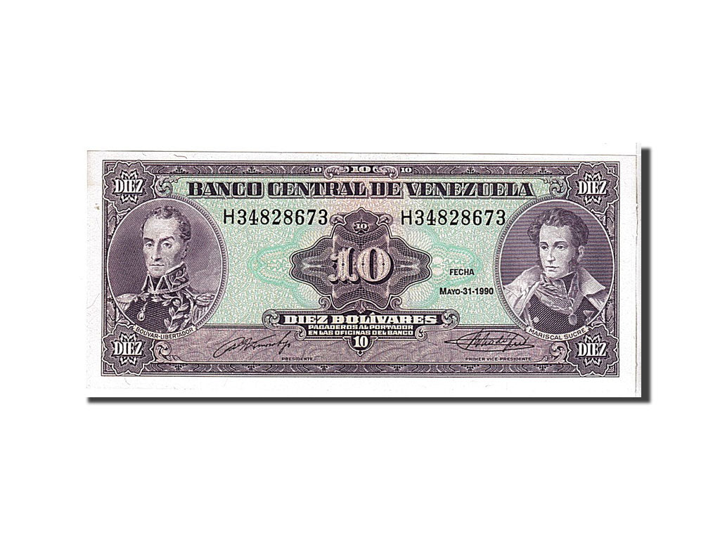 Banknote, Venezuela, 10 Bolívares, 1990, KM:61b, UNC(65-70)