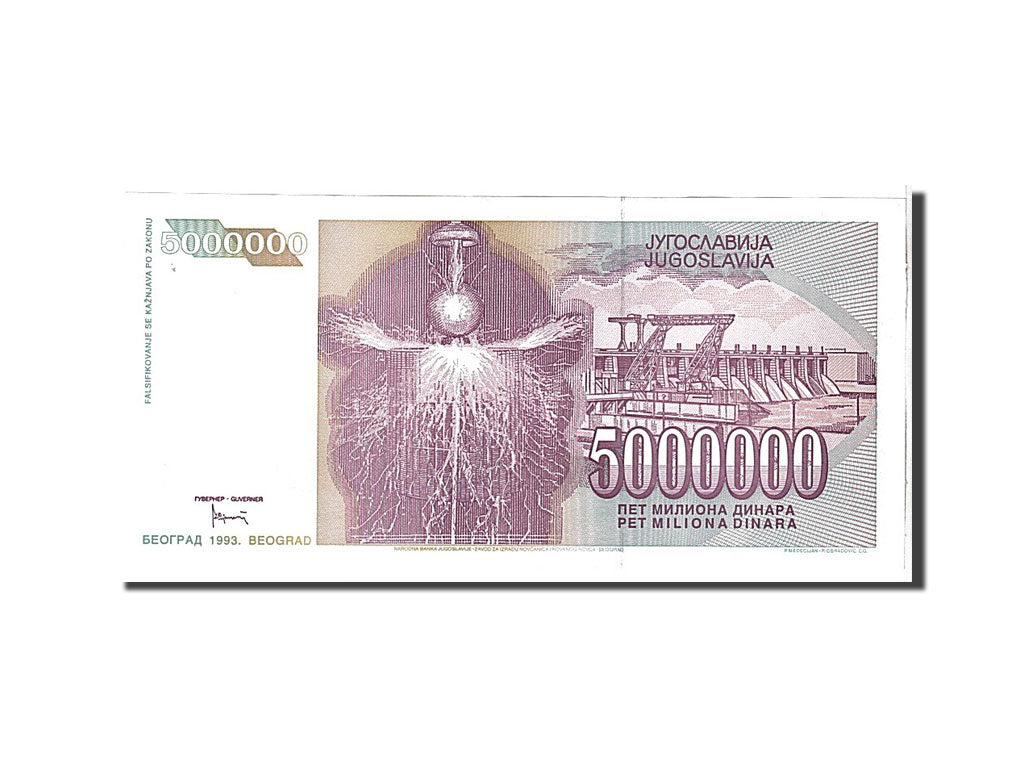 Billete, 5,000,000 Dinara, 1993, Yugoslavia, KM:121, UNC