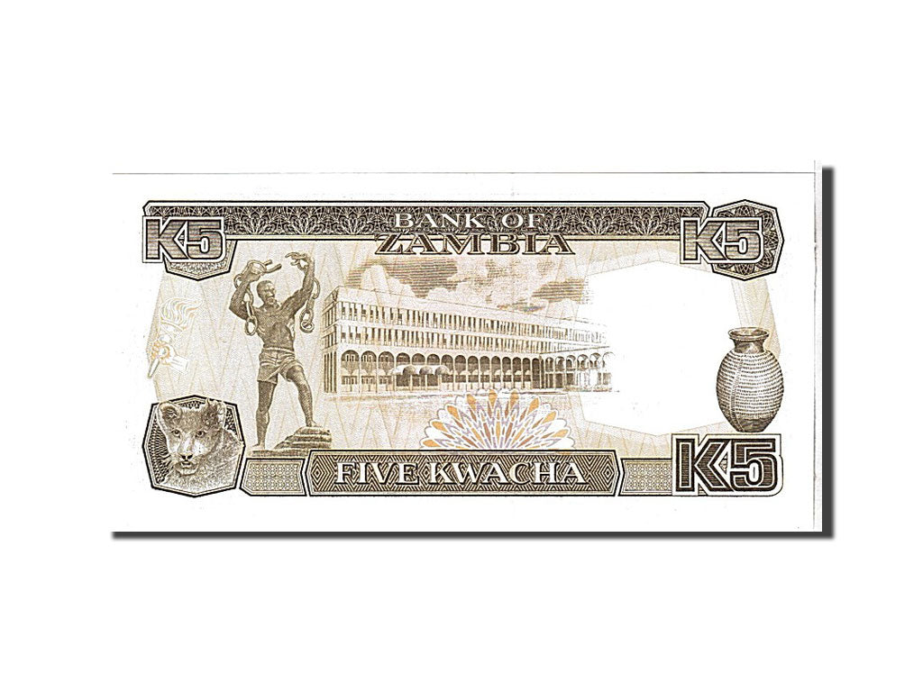 Billet, Zambie, 5 Kwacha, 1989, NEUF