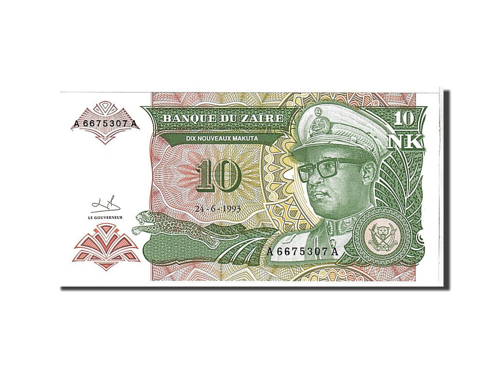 Banknote, Zaire, 10 Nouveaux Makuta, 1993, UNC(65-70)