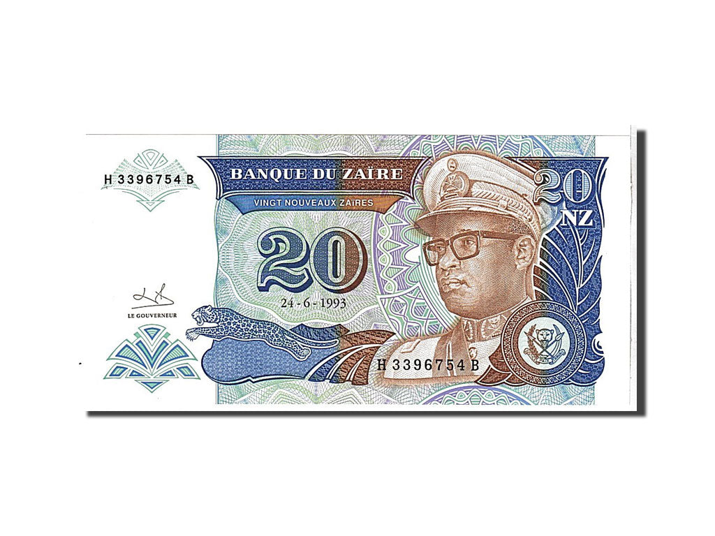 Banknote, Zaire, 20 Nouveaux Zaïres, 1993, KM:56, UNC(65-70)