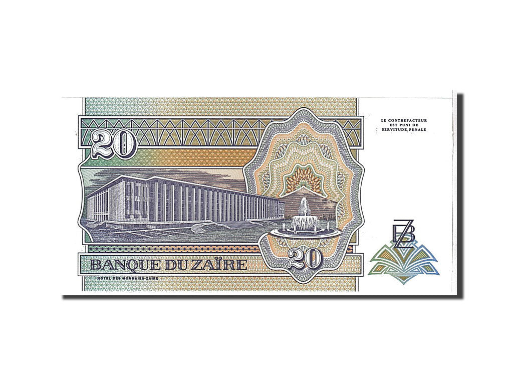 Banknote, Zaire, 20 Nouveaux Zaïres, 1993, KM:56, UNC(65-70)