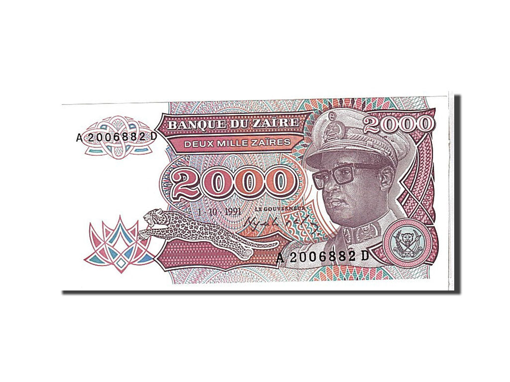 Banknote, Zaire, 2000 Zaïres, 1991, KM:36a, UNC(65-70)