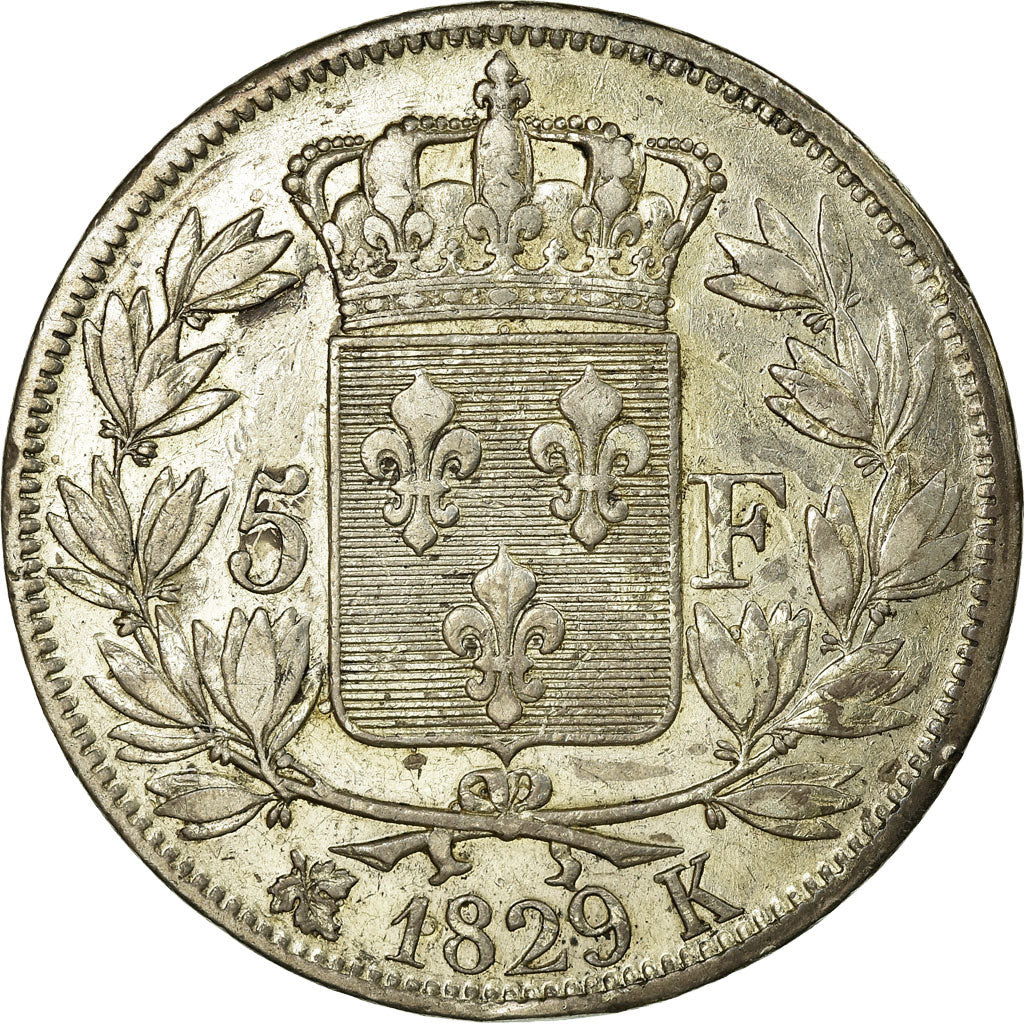 Monnaie, France, Charles X, 5 Francs, 1829, Bordeaux, TTB, Argent, Gadoury:644