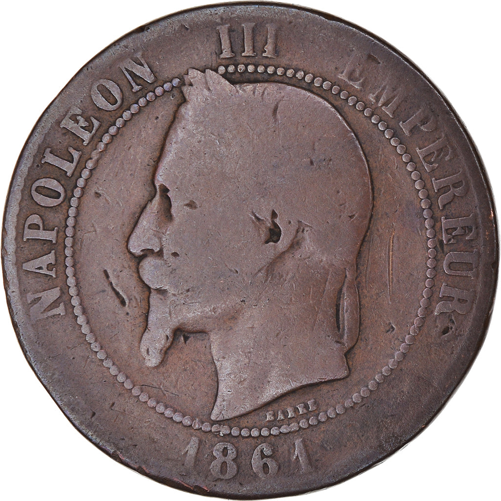 Moeda, França, Napoleon III, Napoléon III, 10 Centimes, 1861, Bordeaux