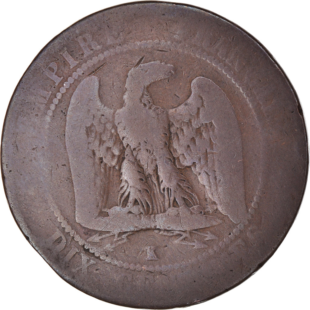 Moeda, França, Napoleon III, Napoléon III, 10 Centimes, 1861, Bordeaux