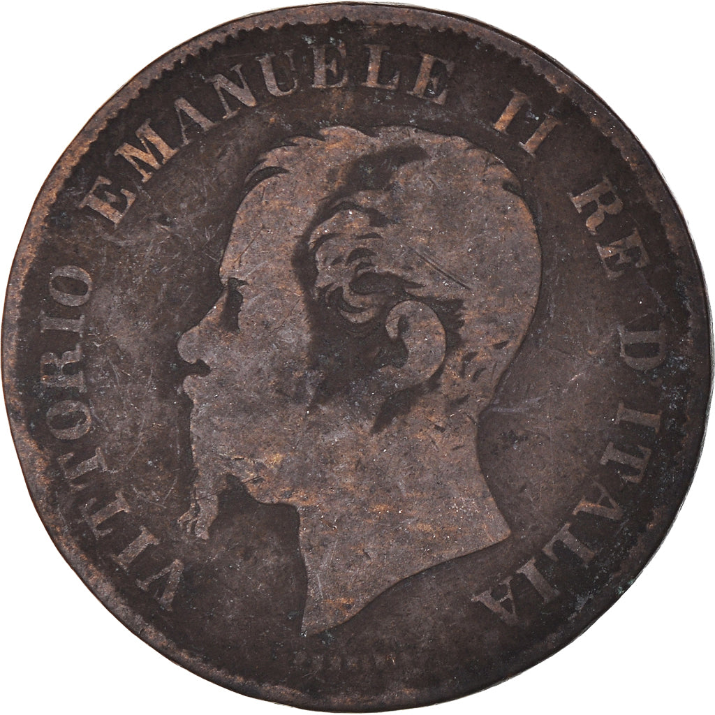 Moeda, Itália, Vittorio Emanuele II, 5 Centesimi, 1861, Milan, G(4-6), Cobre
