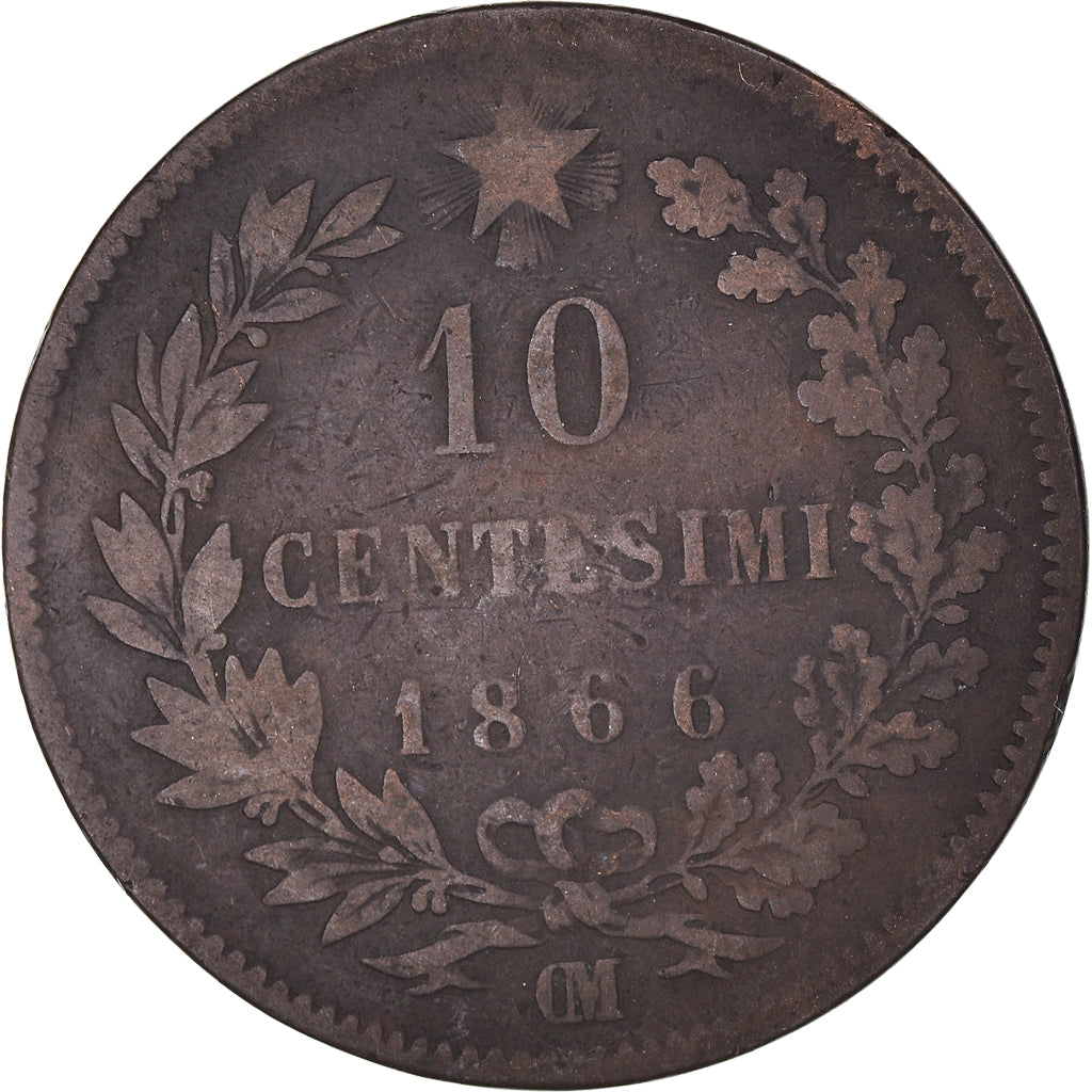 Münze, Italien, Vittorio Emanuele II, 10 Centesimi, 1866, Strasbourg, S