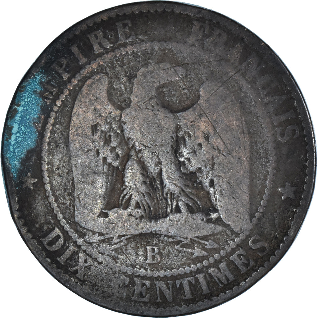Moneda, Francia, Napoleon III, Napoléon III, 10 Centimes, 1856, Rouen, BC+