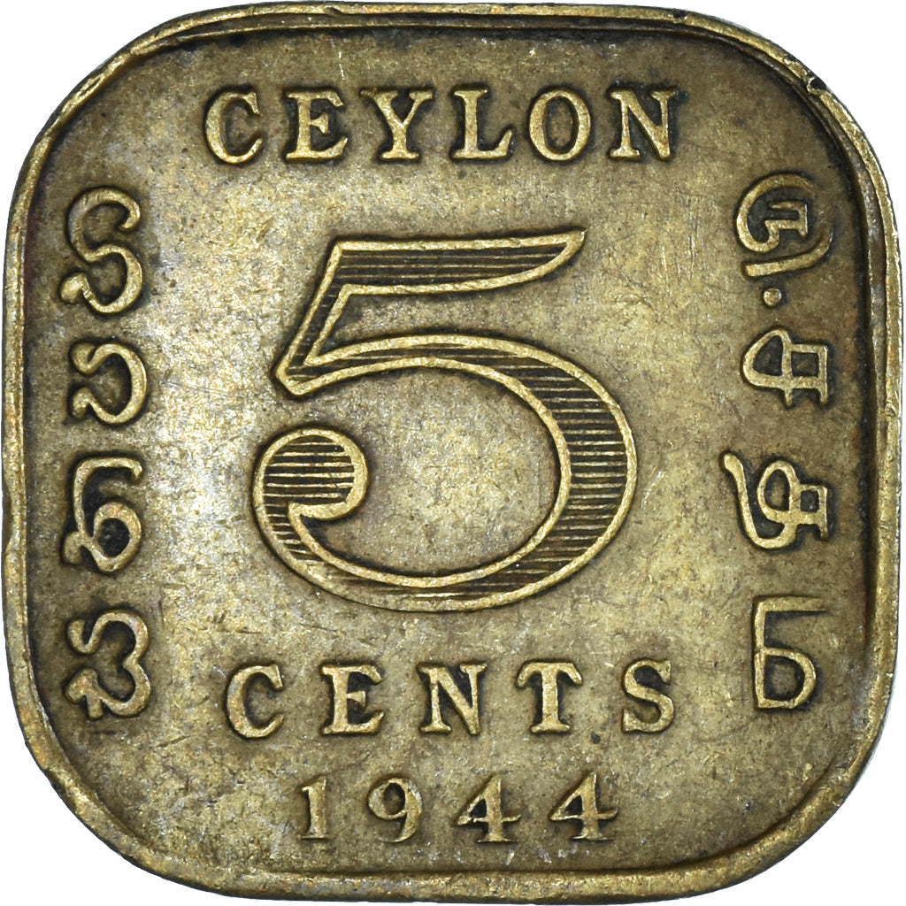 Münze, Ceylon, George VI, 5 Cents, 1944, SS, Nickel-brass, KM:113.2