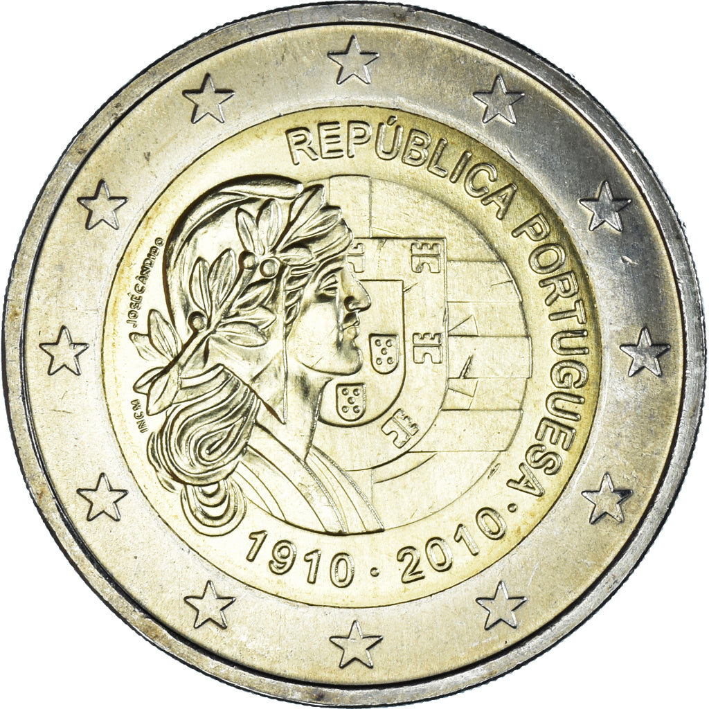 Portugal, 2 Euro, République portuguaise, 2010, MS(63), Bi-Metallic