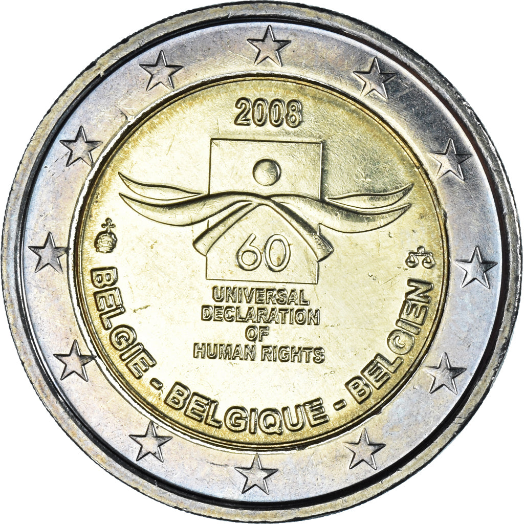 Bélgica, 2 Euro, Les Droits de L 'Homme, 2008, Brussels, BE, MS(63)
