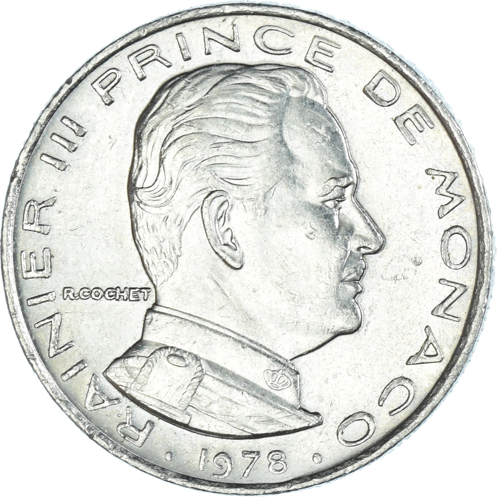 Münze, Monaco, Rainier III, 1/2 Franc, 1977, VZ, Nickel, KM:145, Gadoury:MC 149