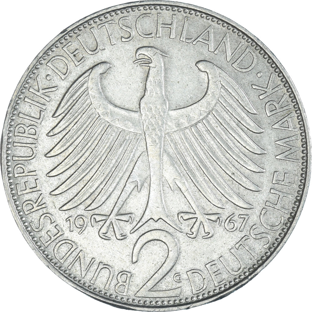 Coin, GERMANY - FEDERAL REPUBLIC, 2 Mark, 1967, Karlsruhe, AU(50-53)