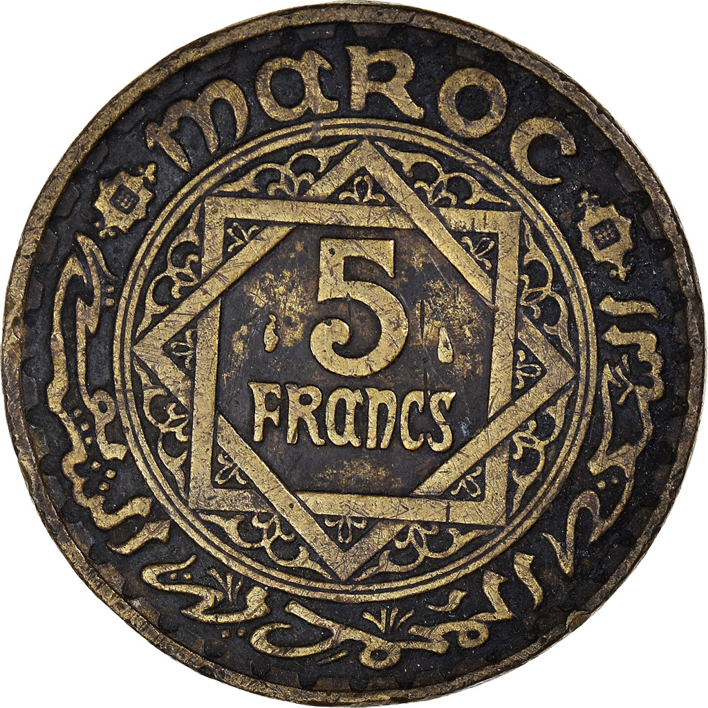 Moneta, Marocco, Mohammed V, 5 Francs, 1365, Paris, MB+, Alluminio-bronzo, KM:43