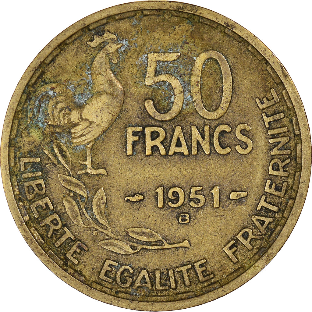 Munten, Frankrijk, Guiraud, 50 Francs, 1951, Beaumont - Le Roger, FR+