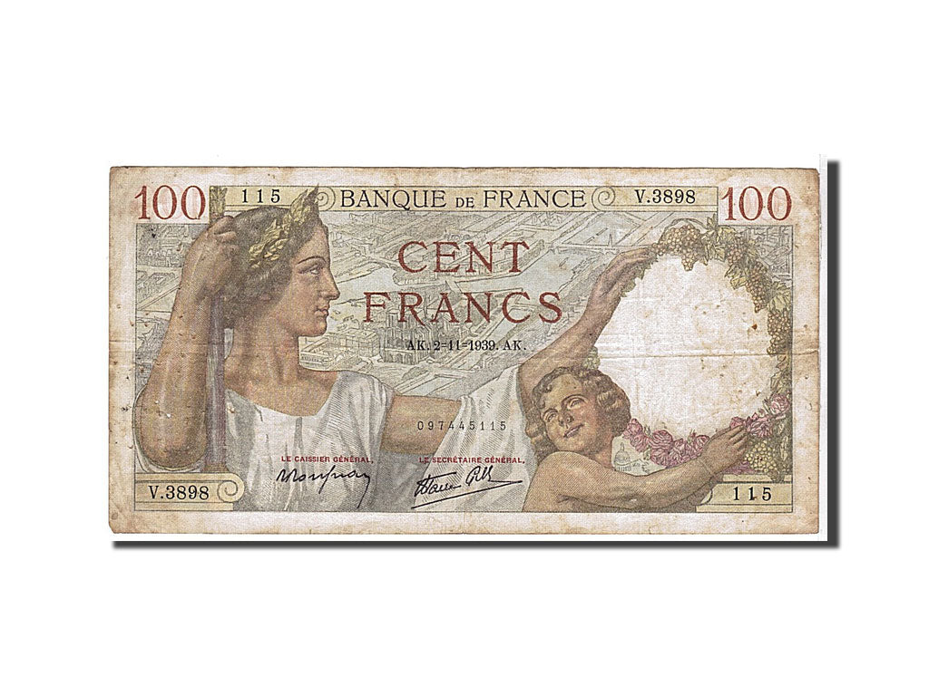Billete, Francia, 100 Francs, 100 F 1939-1942 ''Sully'', 1939, BC