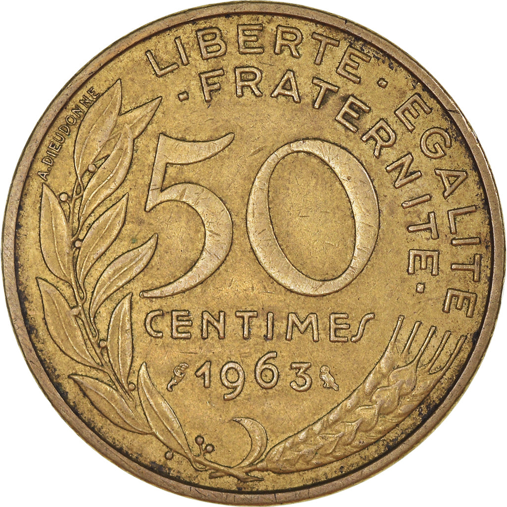 Munten, Frankrijk, Marianne, 50 Centimes, 1963, Paris, FR+, Aluminum-Bronze