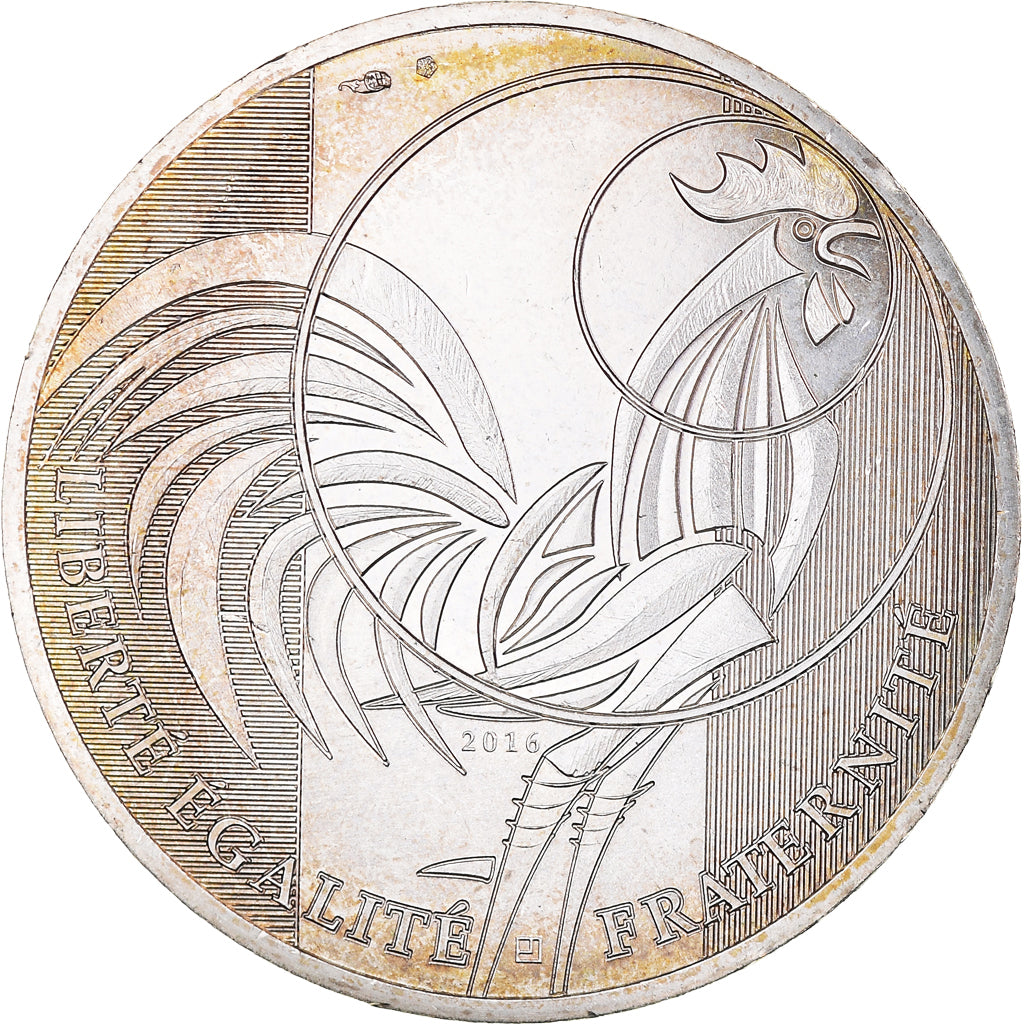 France, 10 Euro, Coq, 2016, MS(63), Silver, Gadoury:EU797
