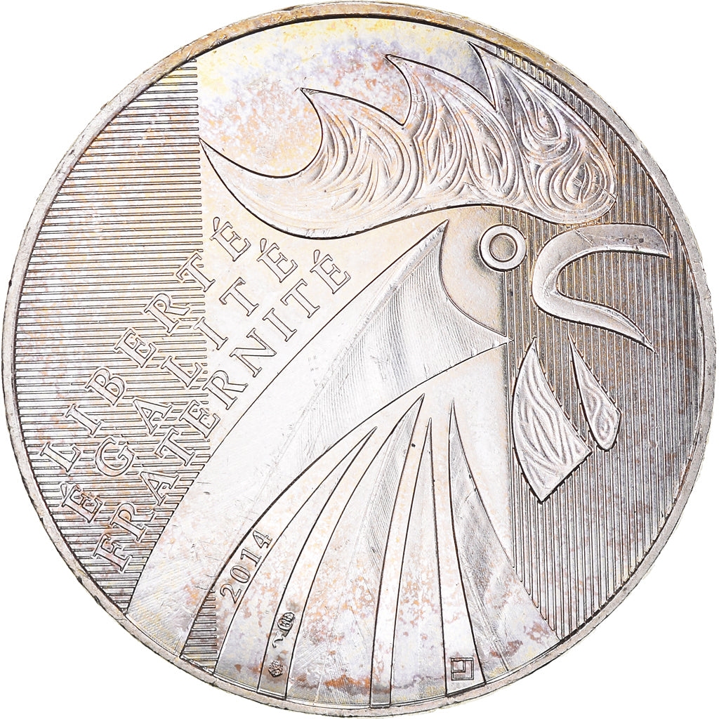 France, 10 Euro, 2014, Coq, MS(64), Silver