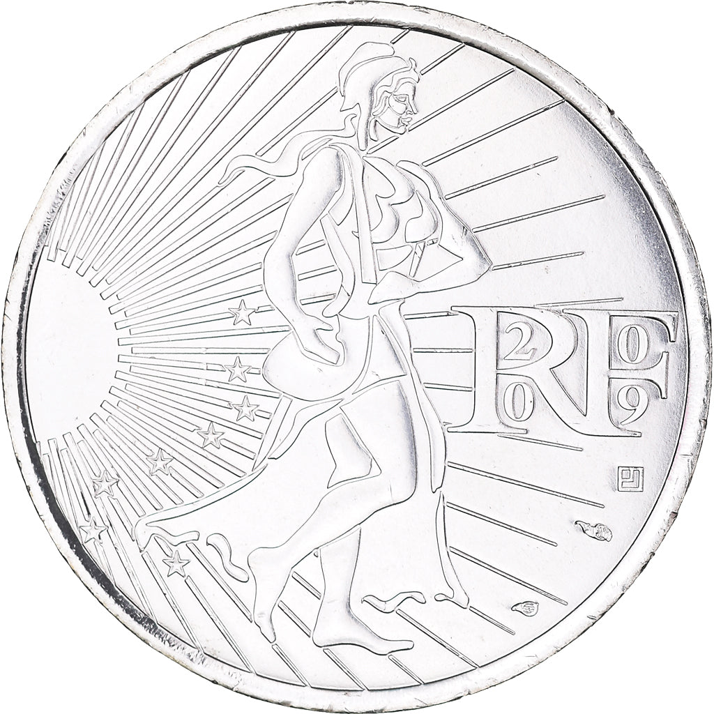 France, 10 Euro, 2009, Semeuse, MS(64), Silver