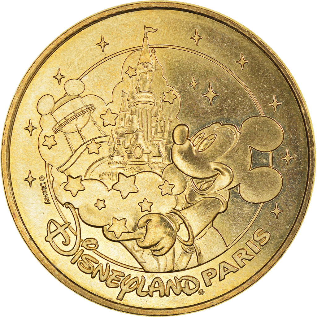 Francia, zeton, Jetón turístico, Disneyland Paris, 2018, MDP, SC, Aluminio y
