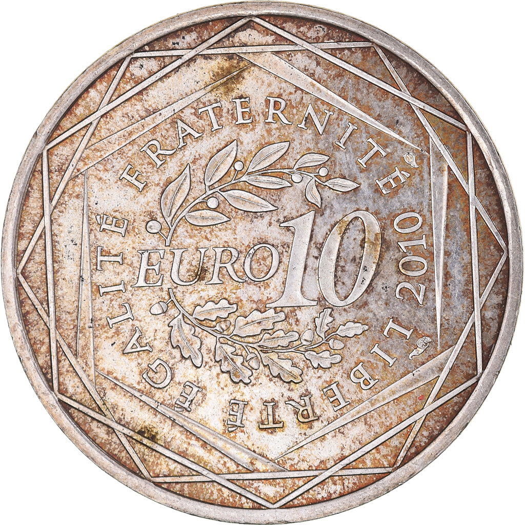 França, 10 Euro, Aquitaine, 2010, Paris, AU(55-58), Prata, KM:1645