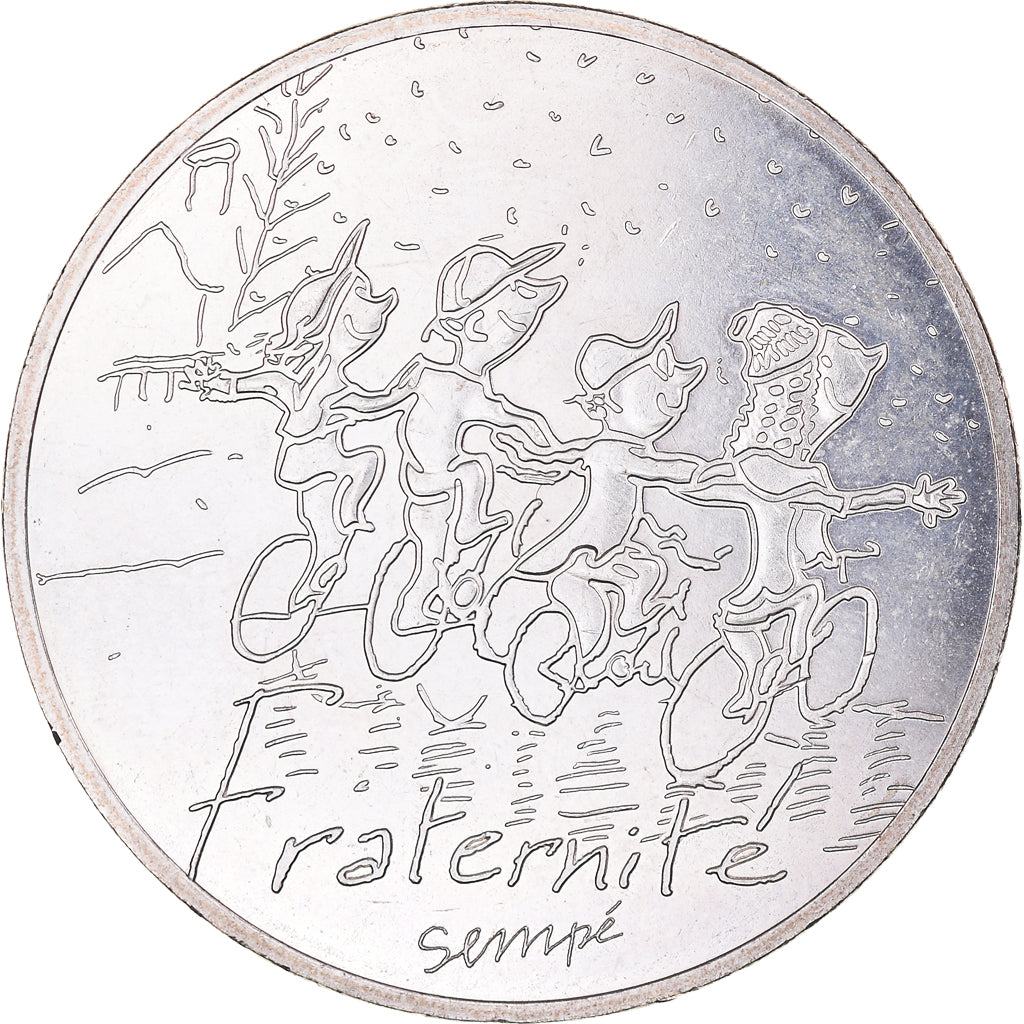 France, 10 Euro, 2014, Sempé, Fraternité, Hiver, MS(63), Silver, Gadoury:EU719