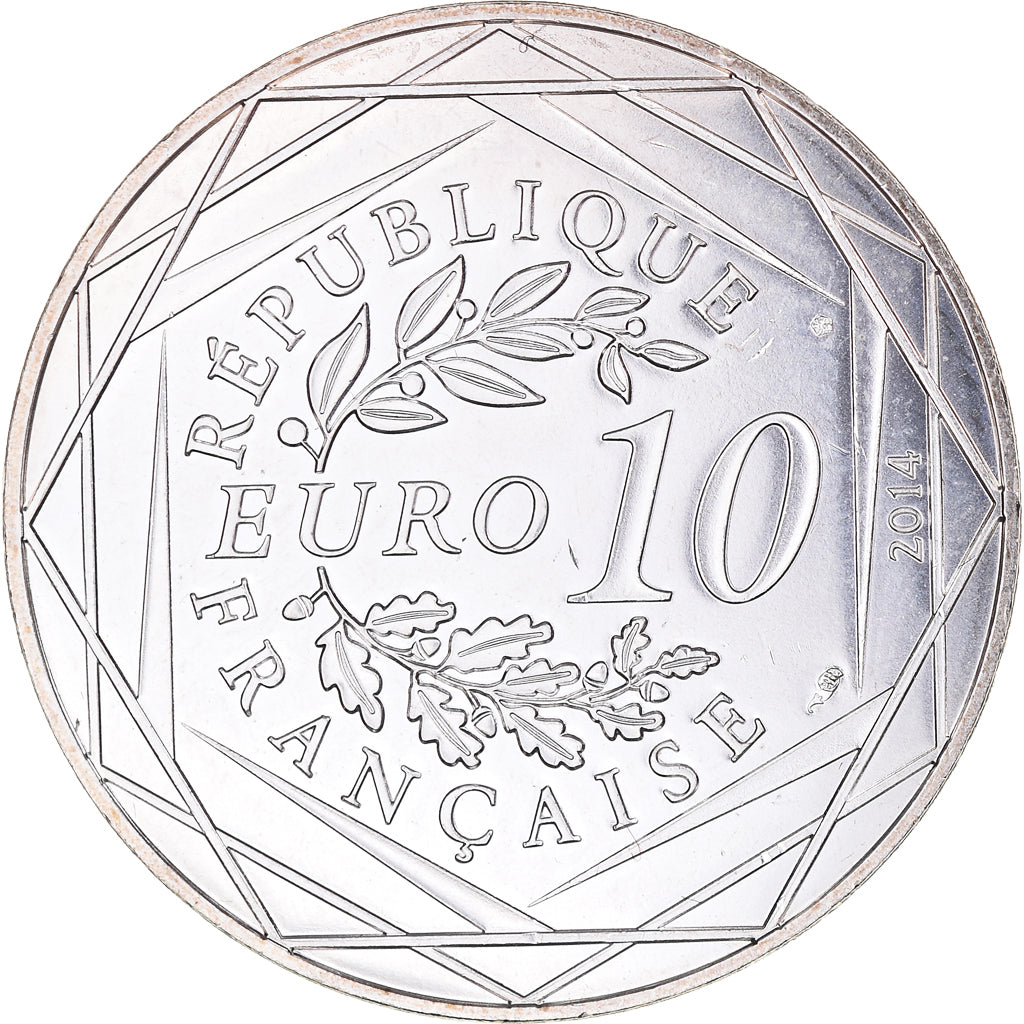 France, 10 Euro, 2014, Sempé, Fraternité, Hiver, MS(63), Silver, Gadoury:EU719