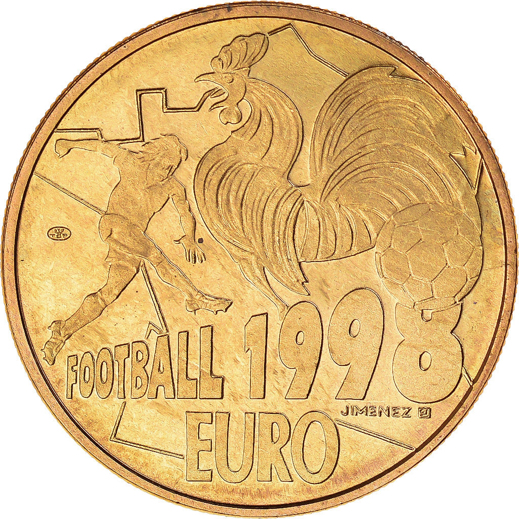 France, Medal, 10 Euro, Football, Sports & leisure, 1998, MS(65-70), Copper Gilt