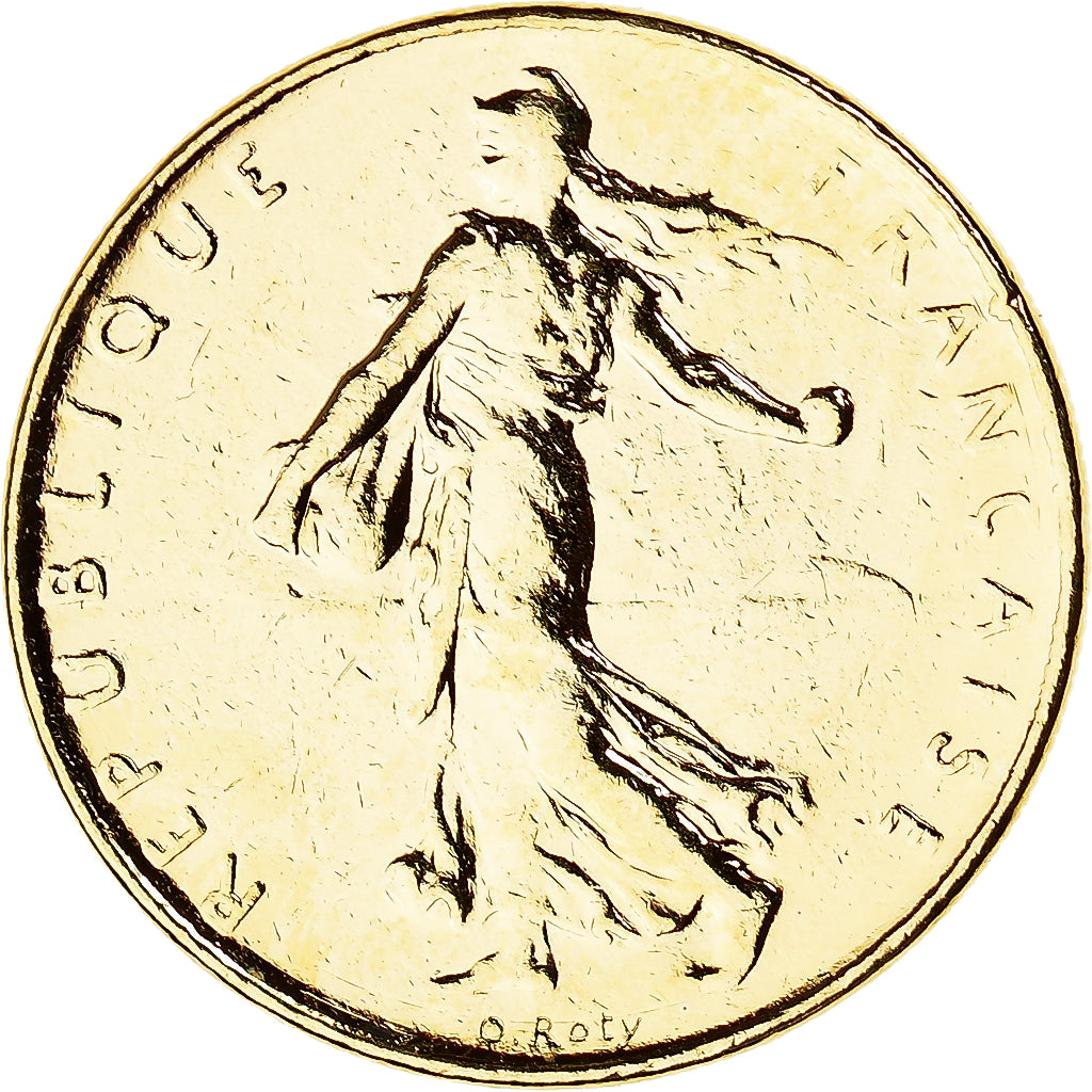 Coin, France, 1 Franc, 1978, Pessac, MS(63), Gold plated
