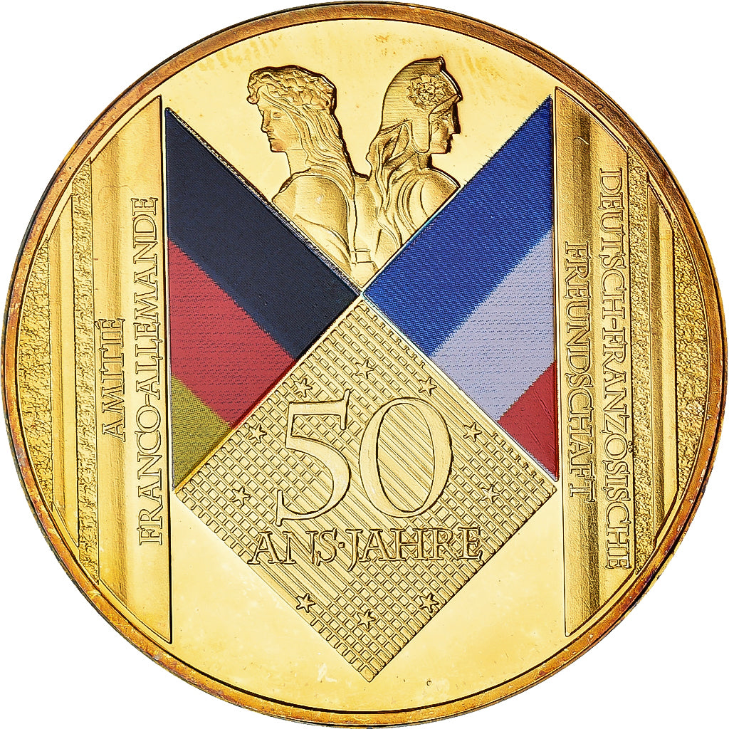 France, Medal, AMITIE FRANCO-ALLEMANDE, MS(63), Gold plated