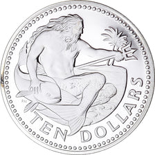 Moneta, Barbados, Neptune, 10 Dollars, 1975, Franklin Mint, Proof, FDC, Argento