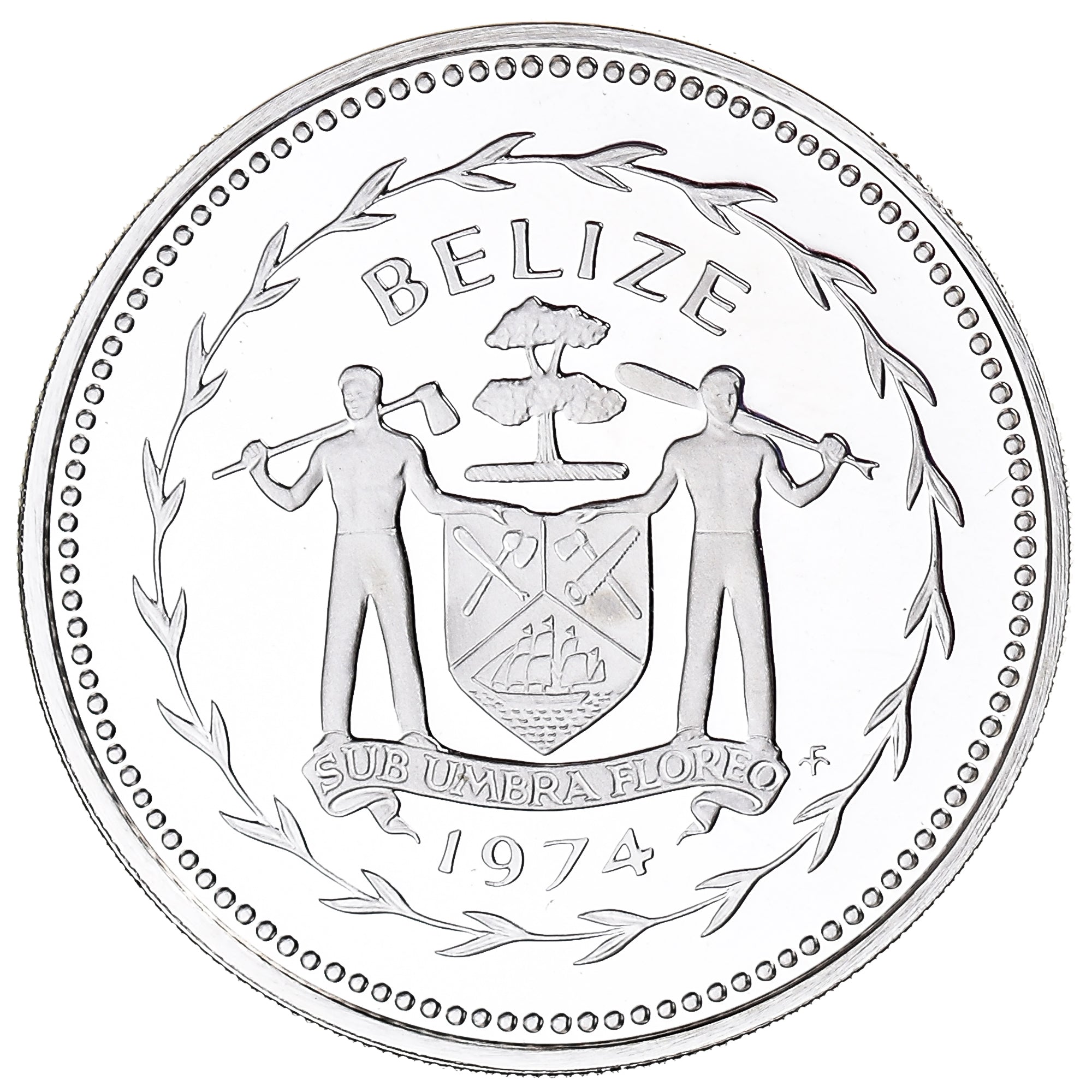 Coin, Belize, 50 Cents, 1974, Franklin Mint, MS(65-70), Silver, KM:42a