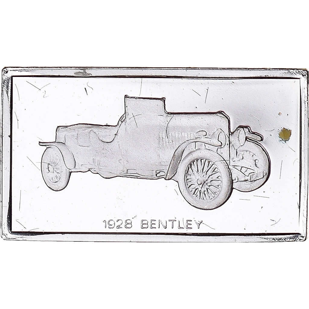 Francia, medalla, Célèbres Automobiles du Monde, BENTLEY 1928, SC, Plata
