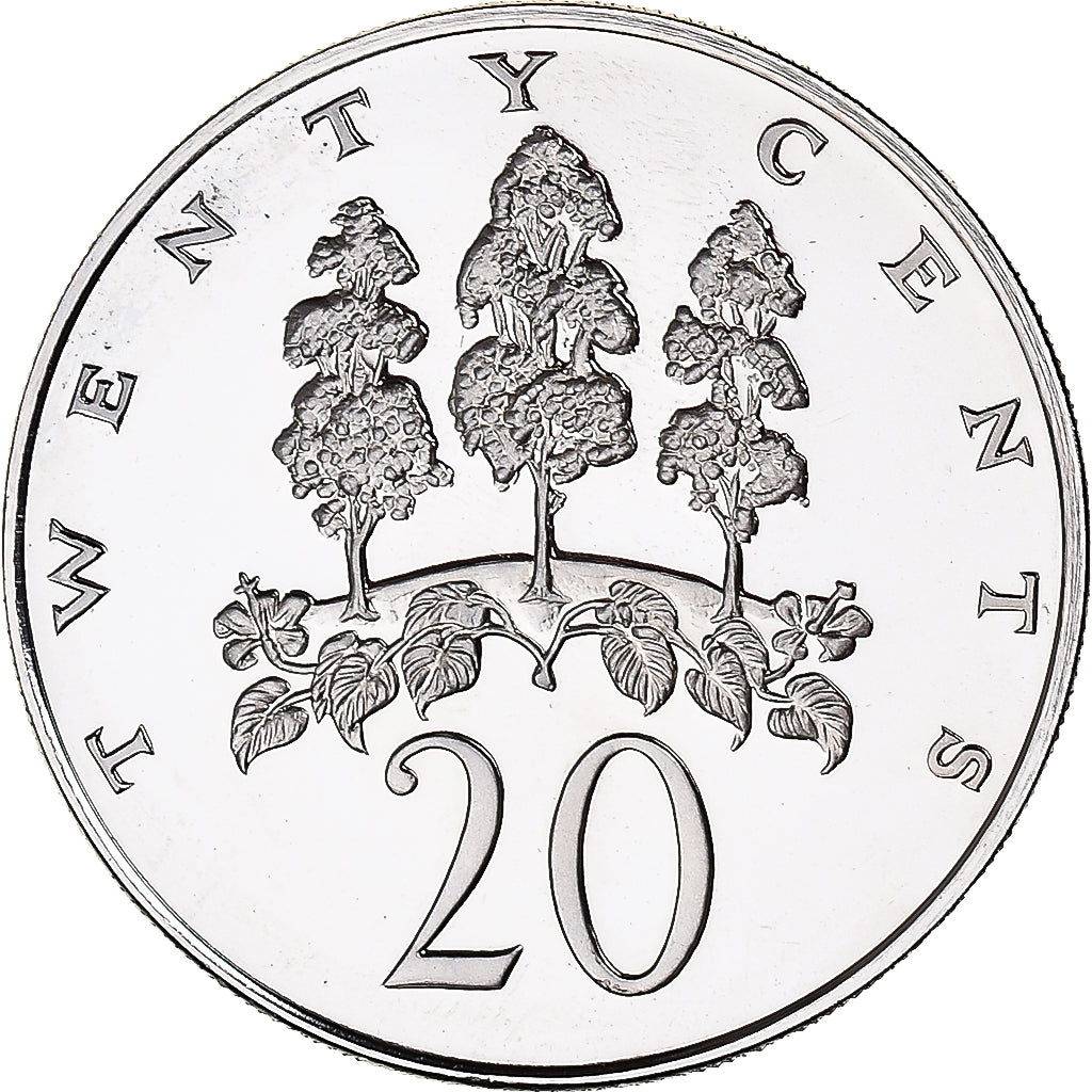 Coin, Jamaica, Elizabeth II, 20 Cents, 1976, Franklin Mint, USA, MS(65-70)