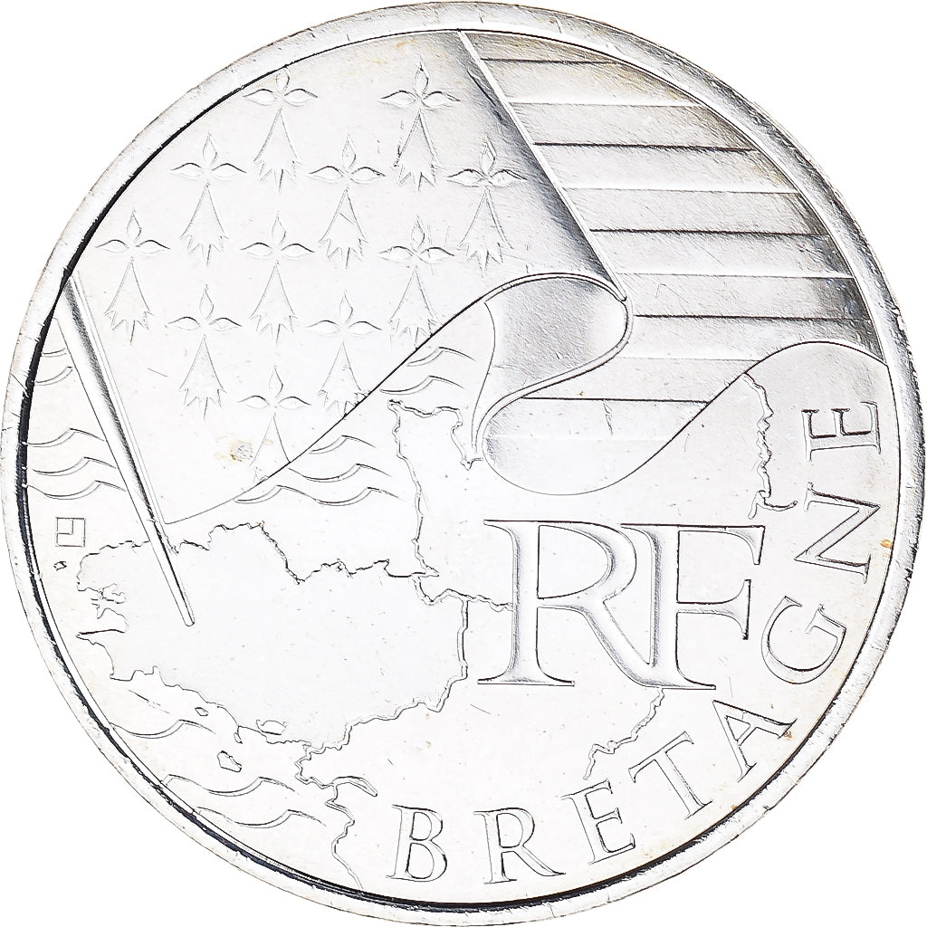France, 10 Euro, Bretagne, 2010, Paris, MS(65-70), Silver, KM:1648