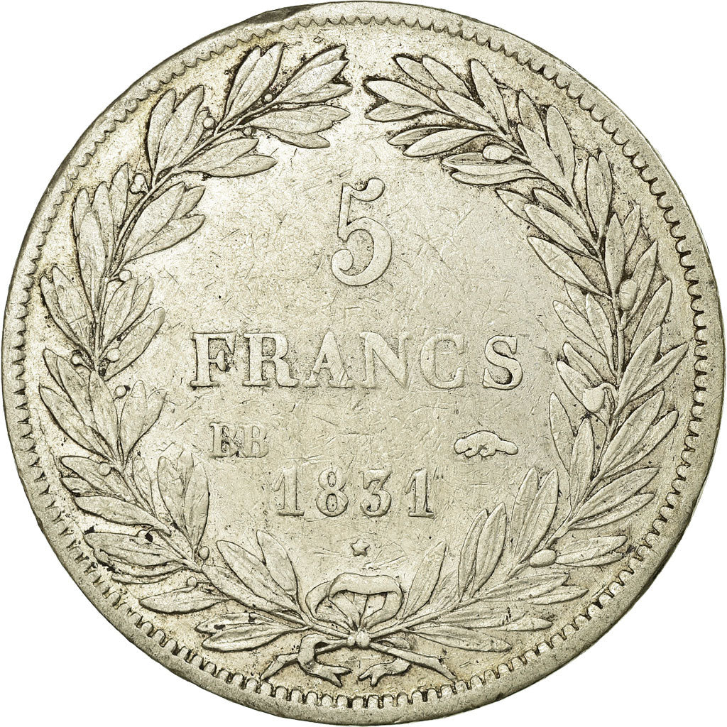 Monnaie, France, Louis-Philippe, 5 Francs, 1831, Strasbourg, TB+, Argent