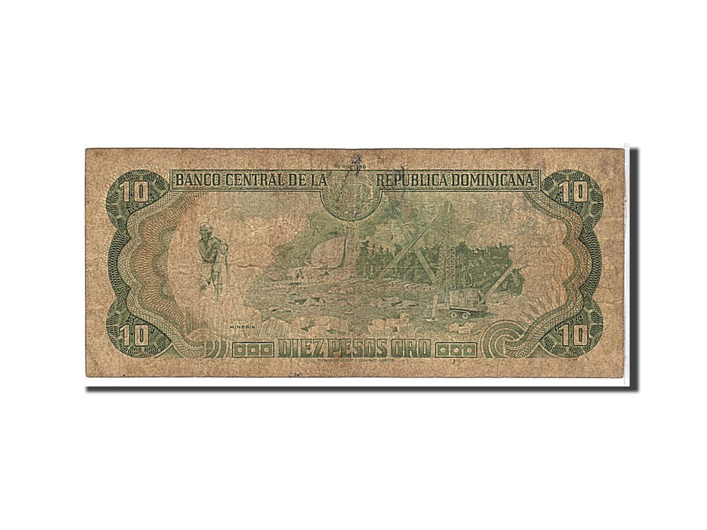 Billete, 10 Pesos Oro, 1996, República Dominicana, KM:153a, BC