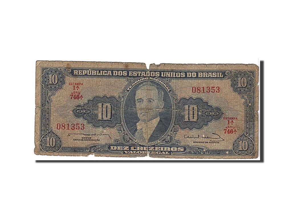 Banknote, Brazil, 10 Cruzeiros, 1953, KM:159b, VG(8-10)