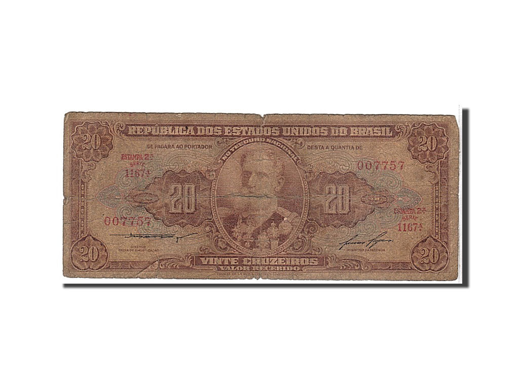 Banknote, Brazil, 20 Cruzeiros, 1955, KM:160b, VG(8-10)