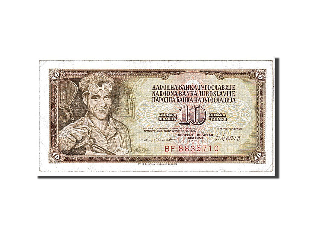 Billet, Yougoslavie, 10 Dinara, 1981, TTB