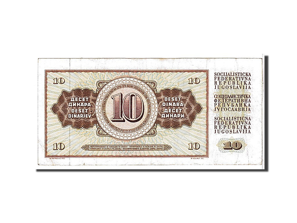 Billet, Yougoslavie, 10 Dinara, 1981, TTB