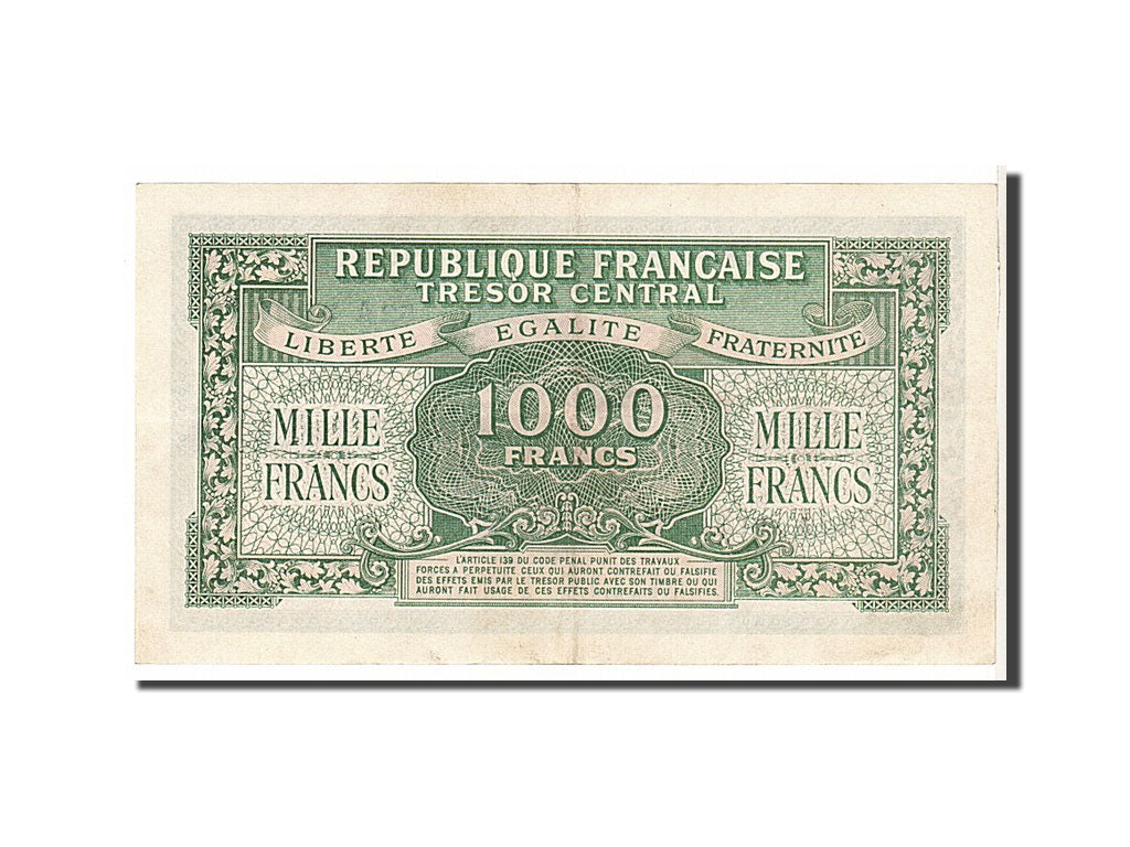 Banknote, France, 1000 Francs, 1943-1945 Marianne, 1945, UNC(60-62), Fayette:VF
