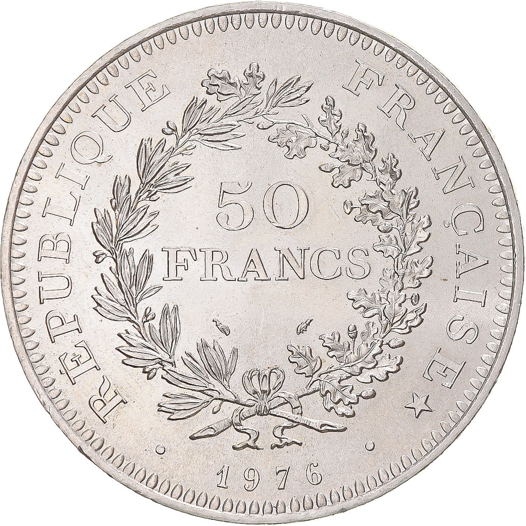 Coin, France, Hercule, 50 Francs, 1976, Paris, MS(63), Silver, KM:941.1