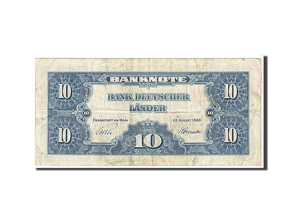 Banknote, GERMANY - FEDERAL REPUBLIC, 10 Deutsche Mark, 1949, KM:16a, VF(20-25)