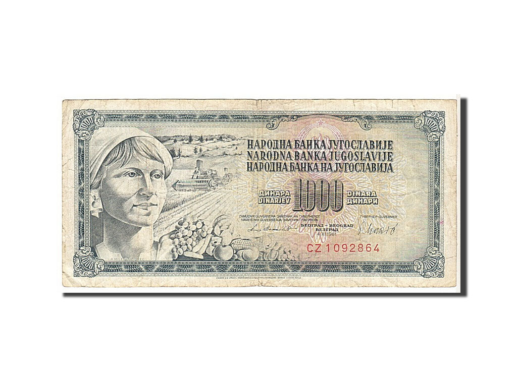 Billete, 1000 Dinara, 1981, Yugoslavia, KM:92d, BC