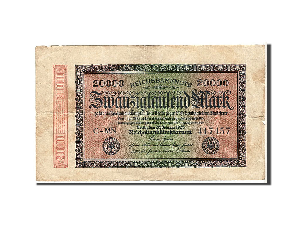 Billet, Allemagne, 20,000 Mark, 1923, TB