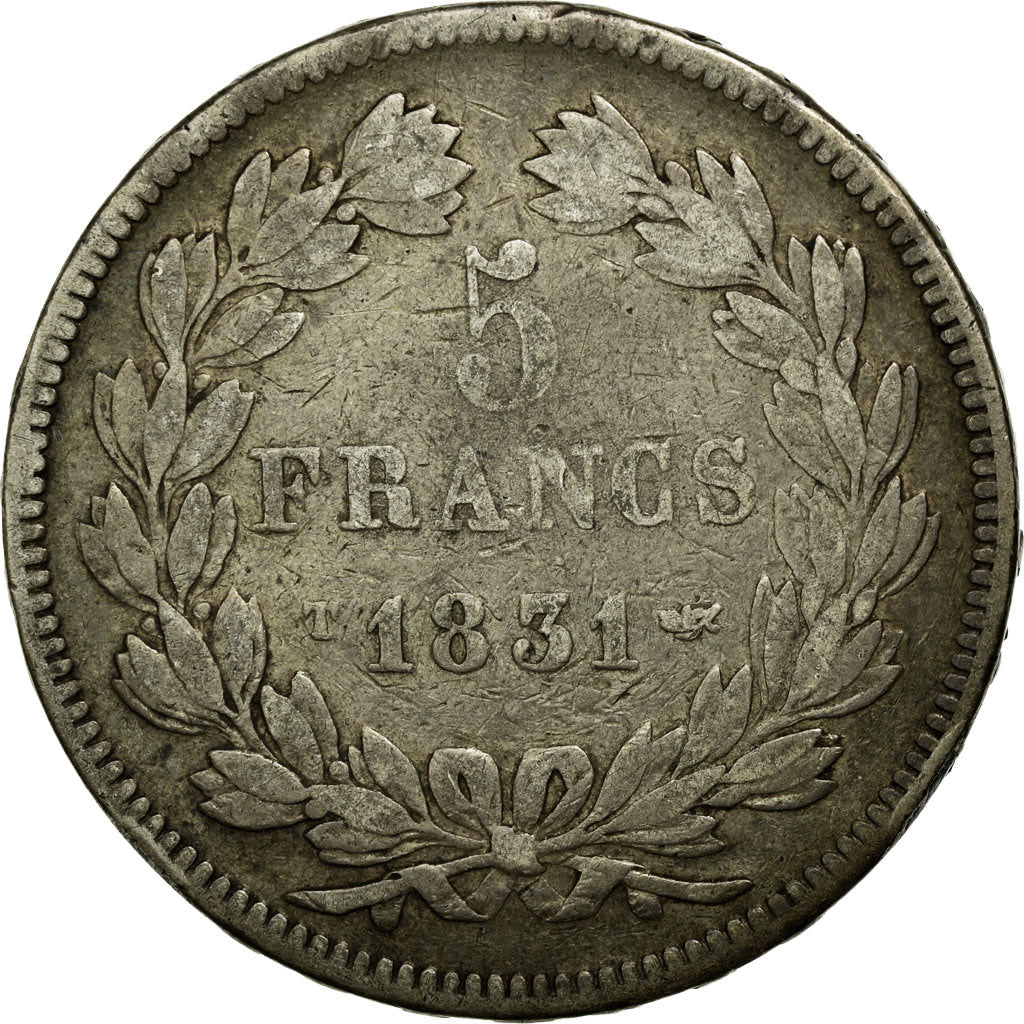 Coin, France, Louis-Philippe, 5 Francs, 1831, Nantes, VF(30-35), Silver