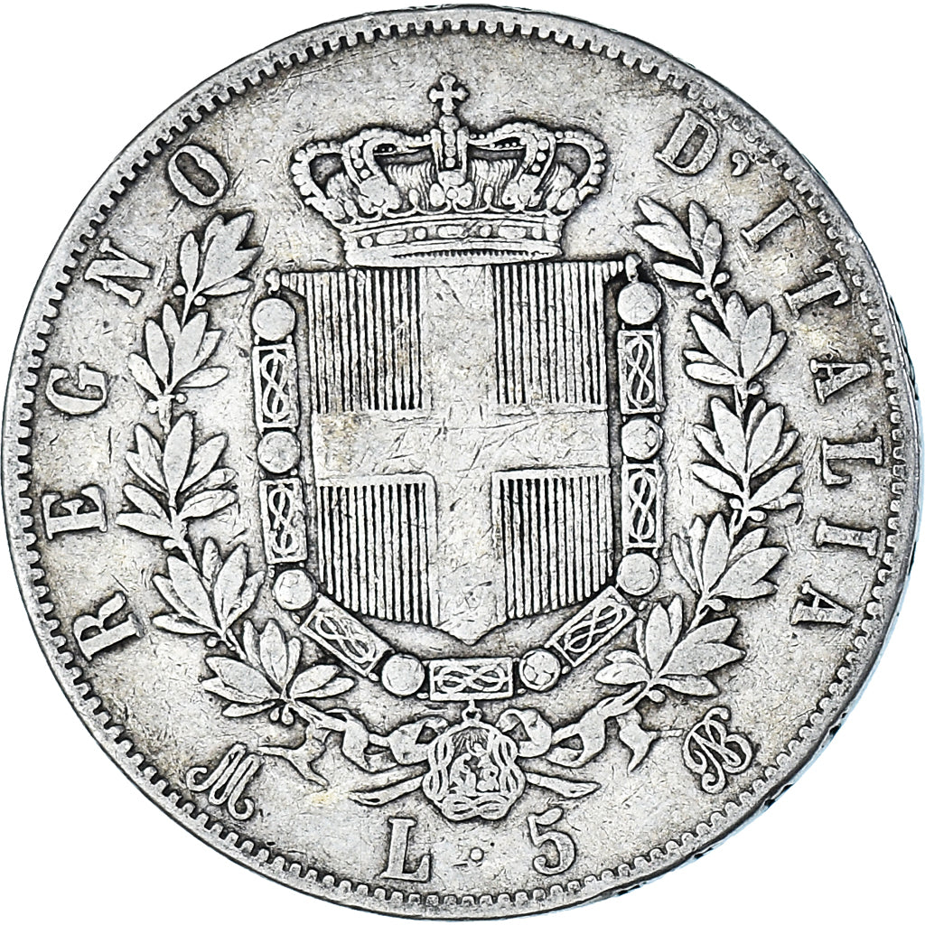 Monnaie, Italie, Vittorio Emanuele II, 5 Lire, 1872, Milan, TB, Argent, KM:8.3